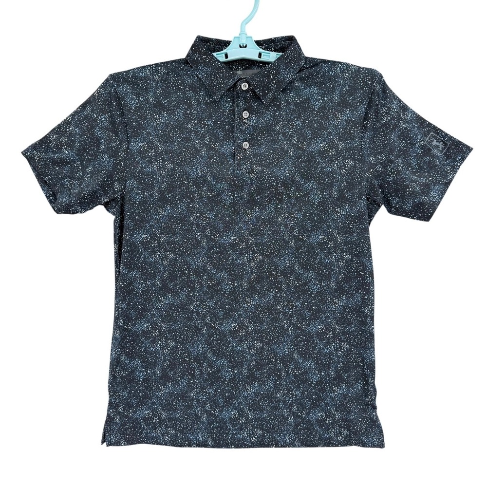 PGA Tour Pro Series Men's Black Blue Speckled Golf Shirt Sz Small Athletic NWOT